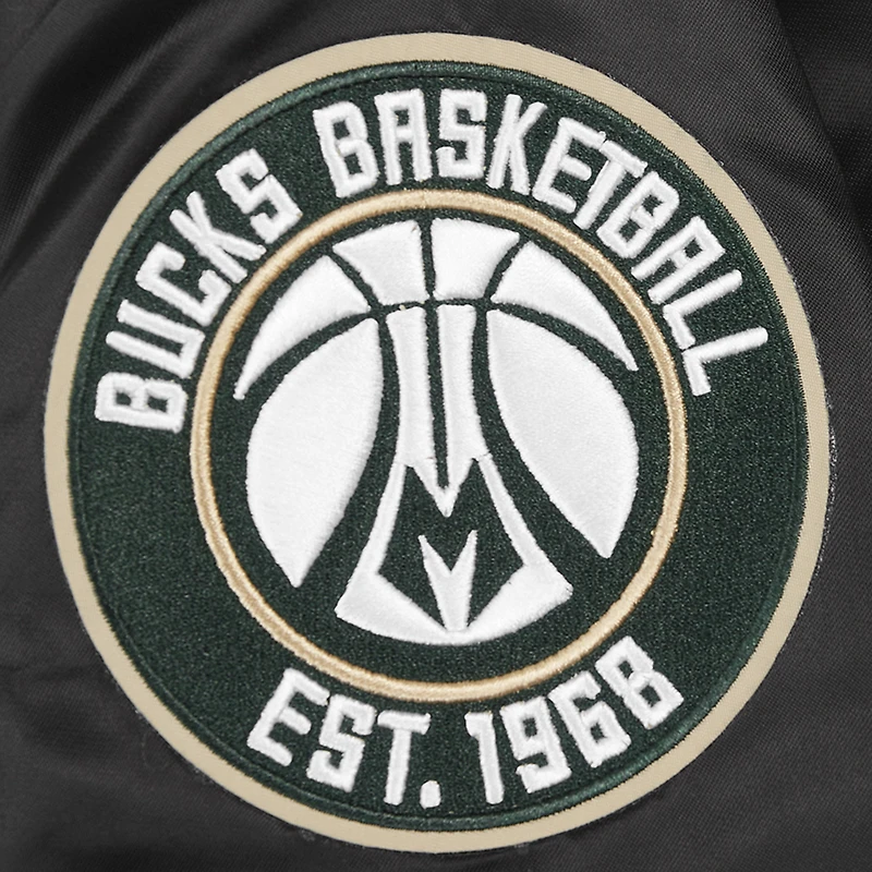 Veste Pro Standard noire à boutons-pression en satin et strass pour femme des Milwaukee Bucks
