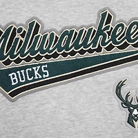 Sweat à capuche court Pro Standard Heather Grey Milwaukee Bucks Script Tail pour femmes