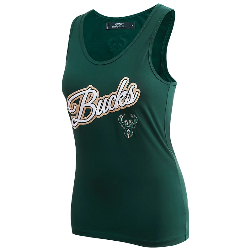 Débardeur Pro Standard Hunter Green Milwaukee Bucks Script pour femmes