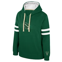 Women's Stadium Essentials Hunter Green Milwaukee Bucks Road Game Pullover Hoodie