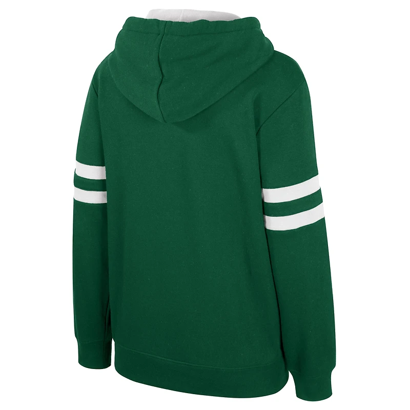 Women's Stadium Essentials Hunter Green Milwaukee Bucks Road Game Pullover Hoodie