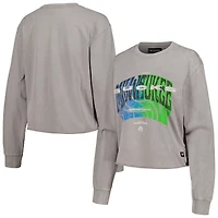 T-shirt court à manches longues pour femmes The Wild Collective, gris, Milwaukee Bucks Band