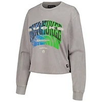 Women's The Wild Collective  Gray Milwaukee Bucks Band Cropped Long Sleeve T-Shirt