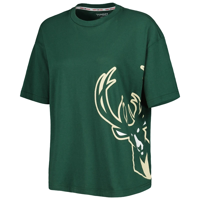 T-shirt Tommy Jeans Bianca Milwaukee Bucks vert chasseur pour femme