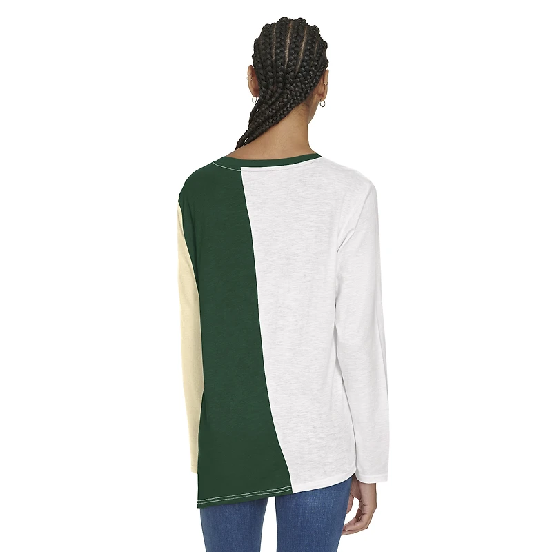 T-shirt à manches longues blocs de couleurs Amelia Milwaukee Bucks pour femme Tommy Jeans blanc/vert chasseur