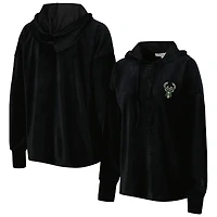 Chandail à capuchon en velours End Line des Milwaukee Bucks Touch noir pour femme