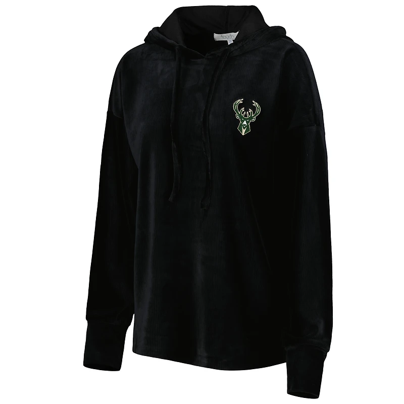 Chandail à capuchon en velours End Line des Milwaukee Bucks Touch noir pour femme