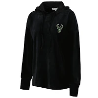 Chandail à capuchon en velours End Line des Milwaukee Bucks Touch noir pour femme