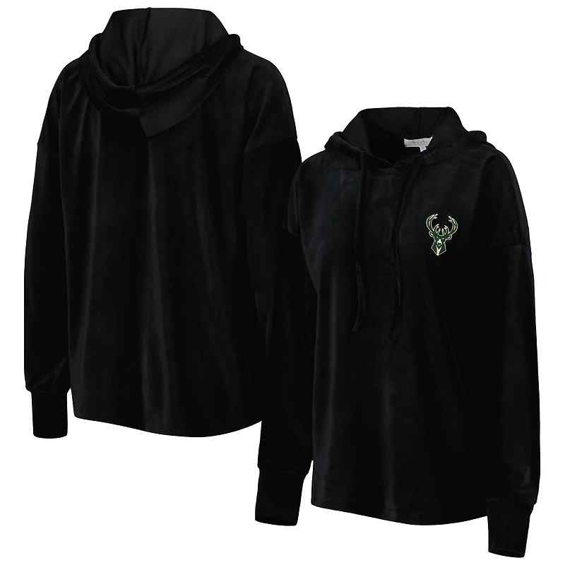 Chandail à capuchon en velours End Line des Milwaukee Bucks Touch noir pour femme