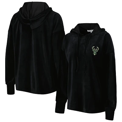 Chandail à capuchon en velours End Line des Milwaukee Bucks Touch noir pour femme
