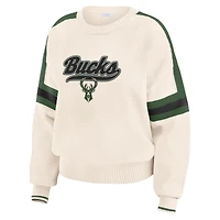 Pull à rayures crème Milwaukee Bucks pour femme WEAR by Erin Andrews