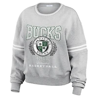 Women's WEAR by Erin Andrews Heather Gray Milwaukee Bucks French Terry Pullover Sweatshirt