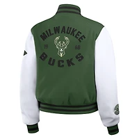 Veste courte zippée entièrement Milwaukee Bucks WEAR by Erin Andrews pour femme, vert chasseur/blanc
