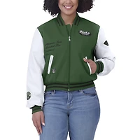 Veste courte zippée entièrement Milwaukee Bucks WEAR by Erin Andrews pour femme, vert chasseur/blanc