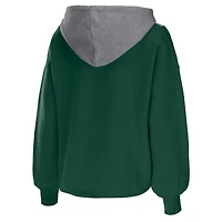 Women's WEAR by Erin Andrews Hunter Green Milwaukee Bucks Pieced Quarter-Zip Hoodie Jacket