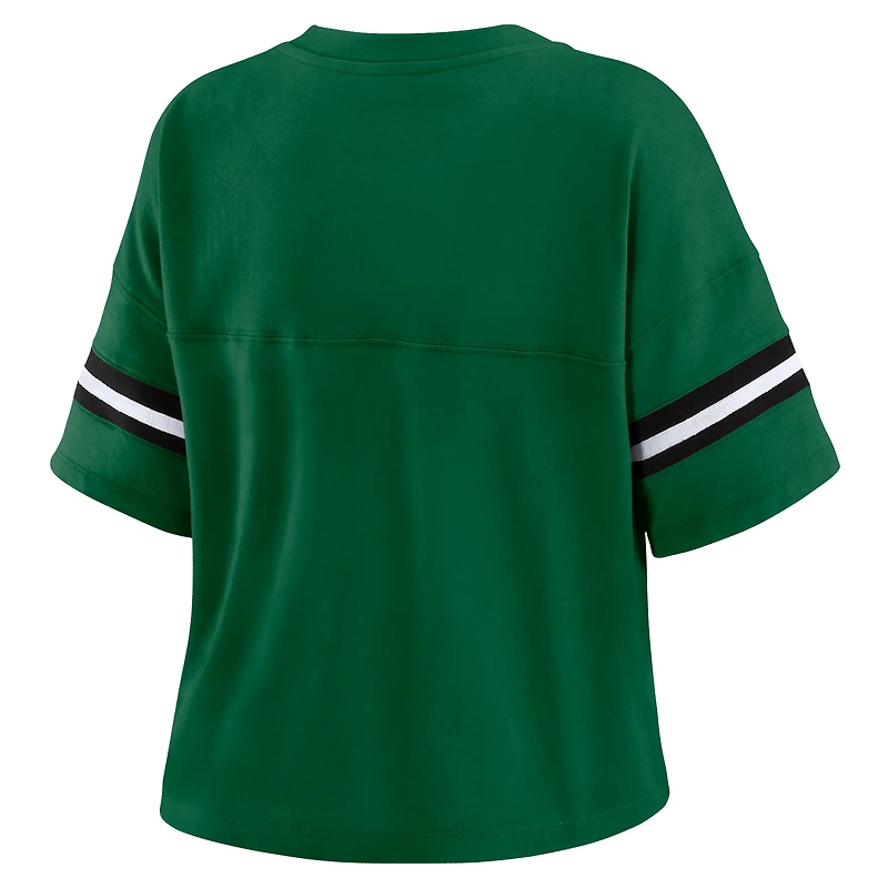T-shirt à col en V blocs de couleurs vert chasseur Milwaukee Bucks pour femme par Erin Andrews