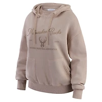 Women's WEAR by Erin Andrews  Tan Milwaukee Bucks Washed Pullover Crewdie
