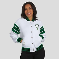 Women's WEAR by Erin Andrews  White Milwaukee Bucks Full-Snap Fleece Sweatshirt Jacket