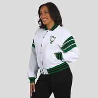 Sweat-shirt en polaire blanc à boutons-pression pour femme WEAR by Erin Andrews des Milwaukee Bucks