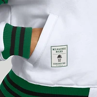 Sweat-shirt en polaire blanc à boutons-pression pour femme WEAR by Erin Andrews des Milwaukee Bucks
