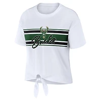 T-shirt blanc noué sur le devant des Milwaukee Bucks WEAR by Erin Andrews pour femmes