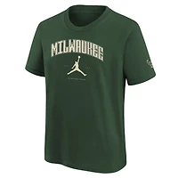 Youth Jordan Brand Hunter Green Milwaukee Bucks Essential Cities T-Shirt