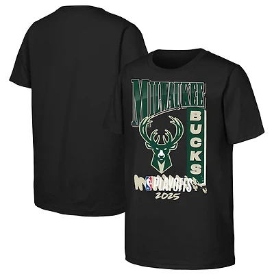 Youth Black Milwaukee Bucks 2025 NBA Playoffs Hype T-Shirt