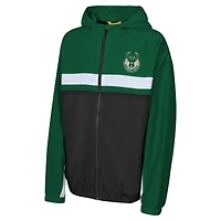 Youth Hunter Green Milwaukee Bucks Headliner Windbreaker Full-Zip Hoodie Jacket