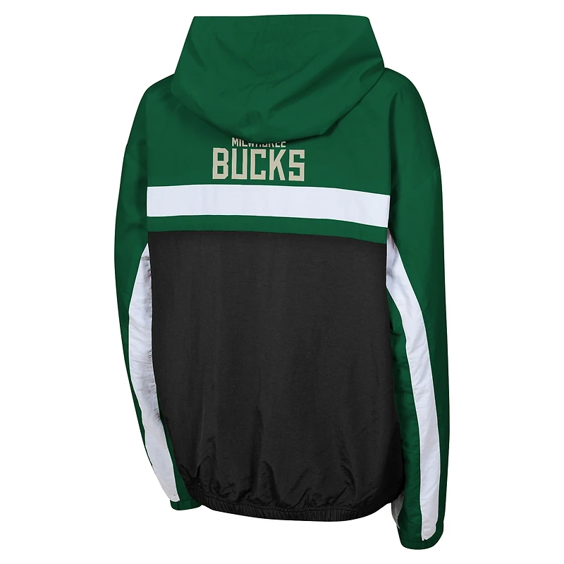 Veste à capuche entièrement zippée coupe-vent Milwaukee Bucks Hunter Green Youth