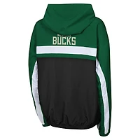 Veste à capuche entièrement zippée coupe-vent Milwaukee Bucks Hunter Green Youth