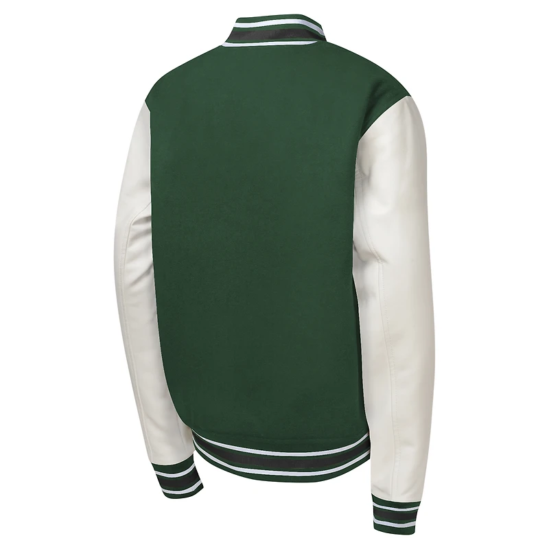 Youth Hunter Green Milwaukee Bucks True Team Full-Snap Varsity Jacket