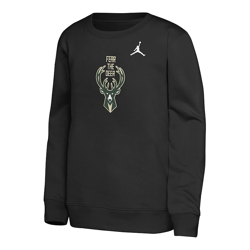 Youth Jordan Brand Black Milwaukee Bucks Courtside Statement Edition Sweatshirt