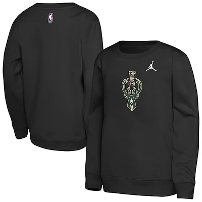 Sweat-shirt Jordan Brand noir Milwaukee Bucks Courtside Statement Edition pour jeunes