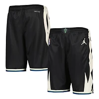 Youth Jordan Brand Black Milwaukee Bucks Statement Edition Swingman Performance Shorts