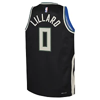 Maillot Jordan Brand Damian Lillard noir Milwaukee Bucks Swingman pour jeune - Édition Statement