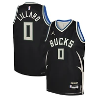 Maillot Jordan Brand Damian Lillard noir Milwaukee Bucks Swingman pour jeune - Édition Statement