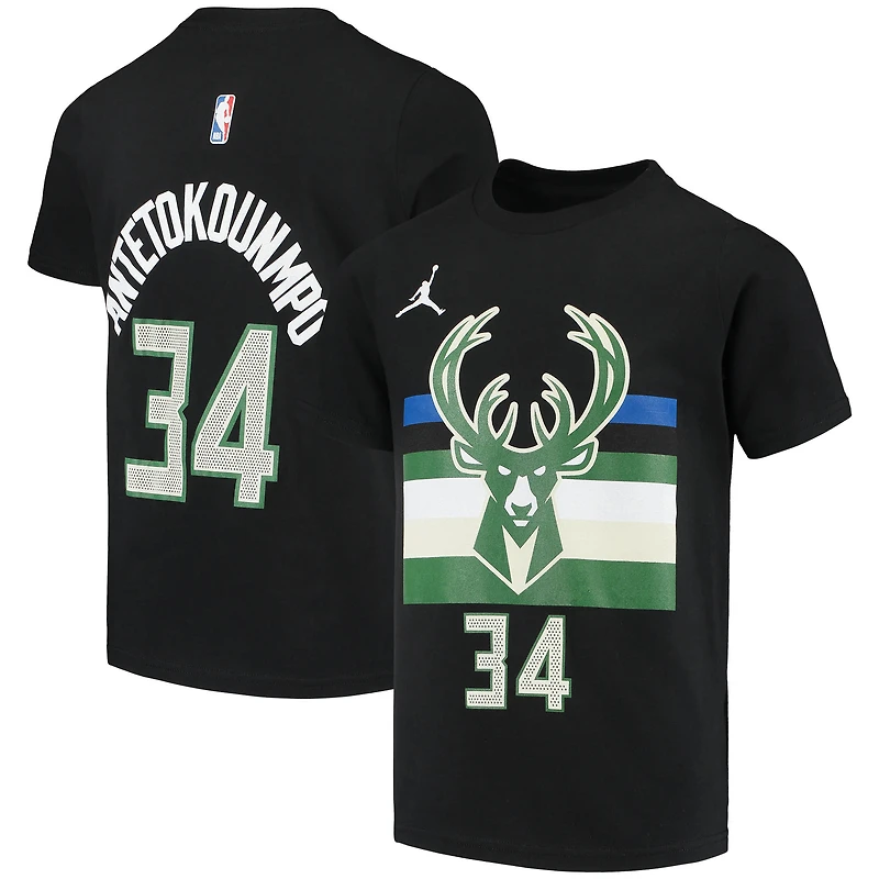 T-shirt Jordan Brand Giannis Antetokounmpo pour jeune Milwaukee Bucks Statement Edition avec nom et numéro