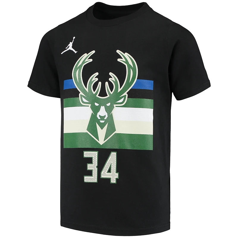 T-shirt Jordan Brand Giannis Antetokounmpo pour jeune Milwaukee Bucks Statement Edition avec nom et numéro