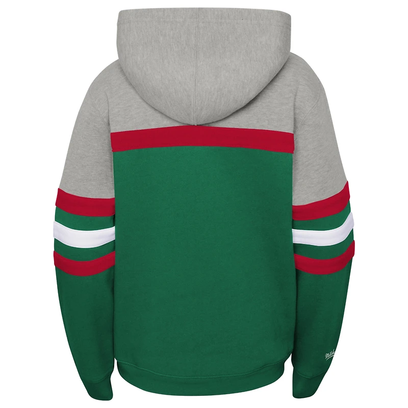 Youth Mitchell & Ness Green/Heather Gray Milwaukee Bucks Hardwood Classics Head Coach Pullover Hoodie