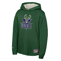 T-shirt à capuche thermique léger manches longues pour jeunes Mitchell & Ness Green Milwaukee Bucks Hardwood Classics
