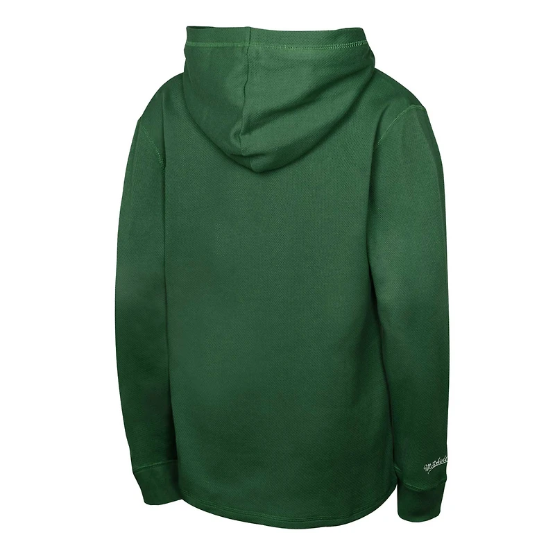 T-shirt à capuche thermique léger manches longues pour jeunes Mitchell & Ness Green Milwaukee Bucks Hardwood Classics