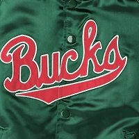 Veste à boutons-pression en satin raglan pour jeune Mitchell & Ness Green Milwaukee Bucks Hardwood Classics