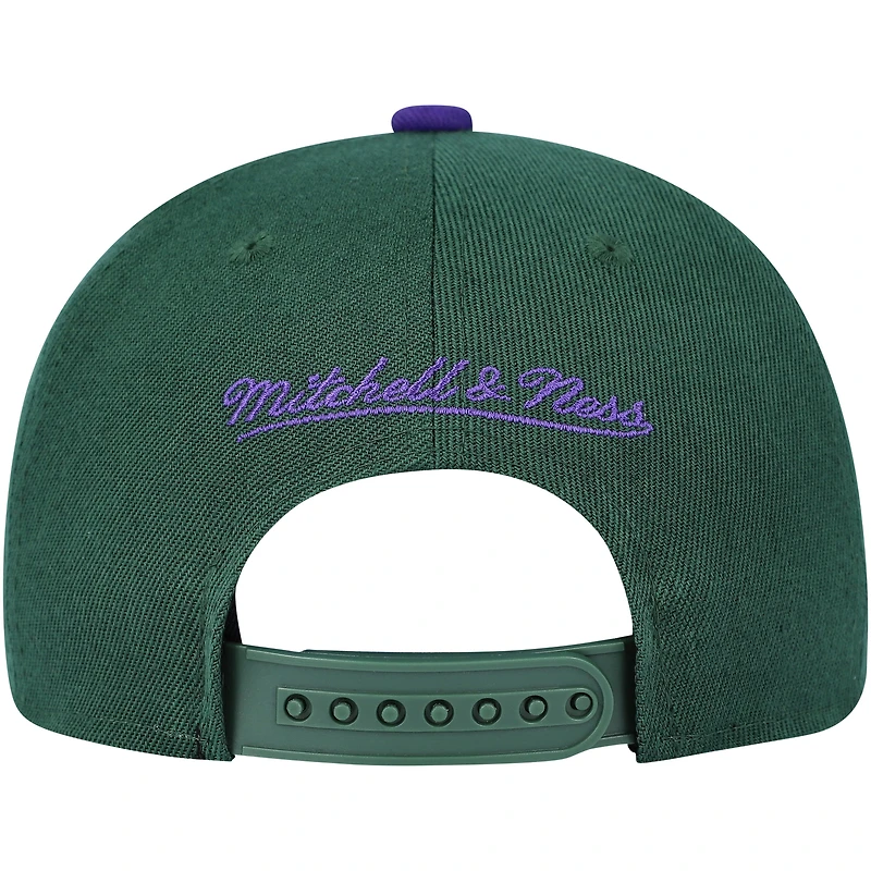 Casquette Snapback bicolore vert chasseur/violet Milwaukee Bucks pour jeune Mitchell & Ness