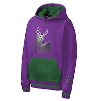 Youth Mitchell & Ness  Purple Milwaukee Bucks Playmaker Fashion Fleece Hoodie