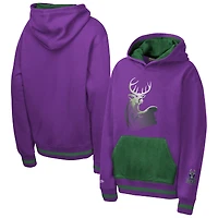 Youth Mitchell & Ness  Purple Milwaukee Bucks Playmaker Fashion Fleece Hoodie