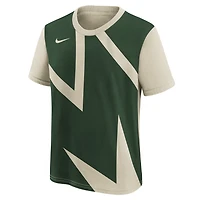 Youth Nike Cream/Hunter Green Milwaukee Bucks 2025/26 City Edition Max90 T-Shirt