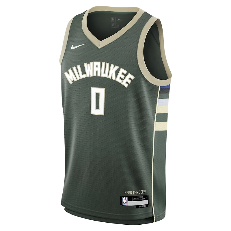 Maillot Nike Swingman Damian Lillard Hunter vert Milwaukee Bucks pour jeune - Édition Icon