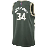 Maillot Nike Giannis Antetokounmpo Hunter Green Milwaukee Bucks Swingman pour jeune - Édition Icon