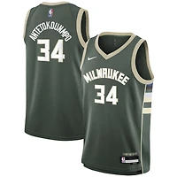 Maillot Nike Giannis Antetokounmpo Hunter Green Milwaukee Bucks Swingman pour jeune - Édition Icon