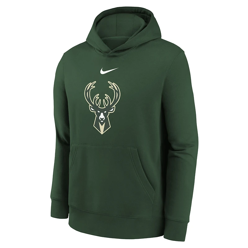 Sweat à capuche Nike Hunter Green Milwaukee Bucks 2025/26 Club Fleece pour jeune